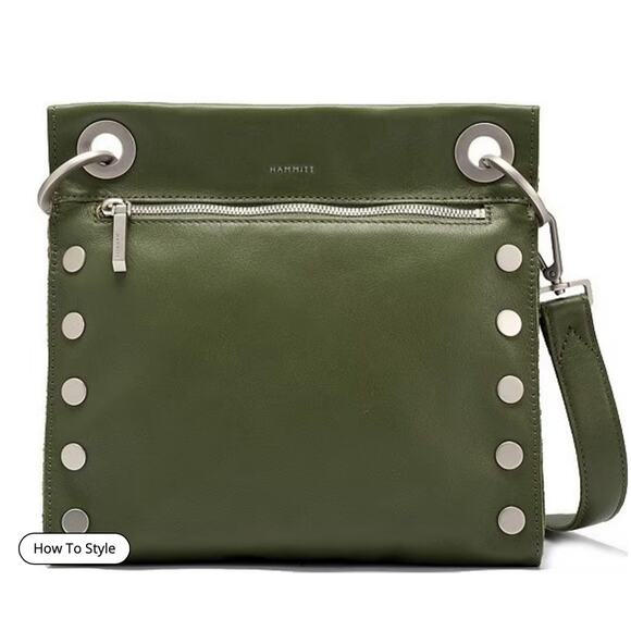 NWT Hammitt Tony Studded Leather Medium Silver Hardware Crossbody Bag